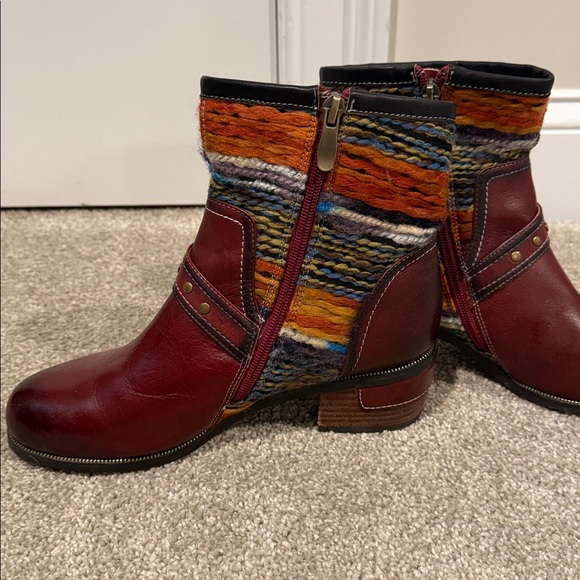 L’Artiste Tapestry Leather Boots Sz 39 - Picture 6 of 9